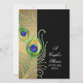 モダン孔雀の羽フェイク宝石スクロール旋回 招待状 (裏面)