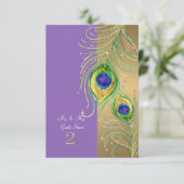 モダン孔雀フェザーDIYパーソナライズされた座席表 招待状 (スタンド正面)