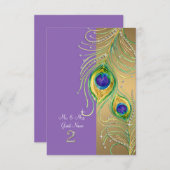モダン孔雀フェザーDIYパーソナライズされた座席表 招待状 (正面/裏面)