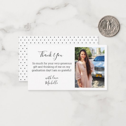 モダン字感謝していシック卒業写真 ノートカード (正面/裏面インサイチュ)
