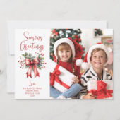 モダン季節のごあいさつフォトレッドボウスクリプト シーズンカード (正面)