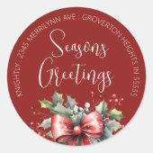 モダン季節のごあいさつレッドボウスクリプト ラウンドシール (正面)