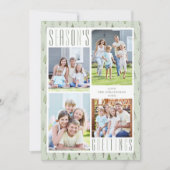 モダン季節のごあいさつ4フォトツリーズセージグリーン シーズンカード (正面)