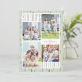 モダン季節のごあいさつ4フォトツリーズセージグリーン シーズンカード (スタンド正面)