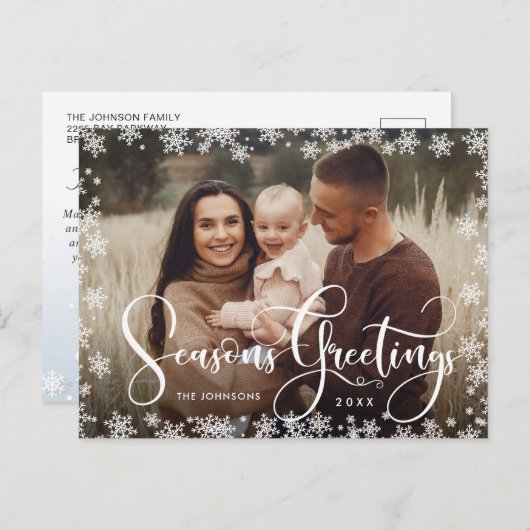 モダン季節のごあいさつPHOTOクリスマス シーズンポストカード (正面/裏面)