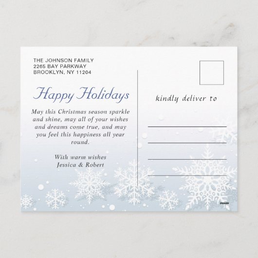 モダン季節のごあいさつPHOTOクリスマス シーズンポストカード (裏面)