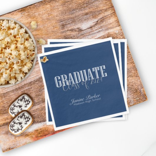 モダン学年クラシック青卒業パーティー スタンダードランチョンナプキン