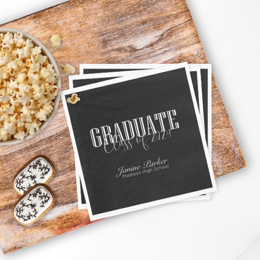 モダン学年クラシック黒卒業パーティー スタンダードランチョンナプキン