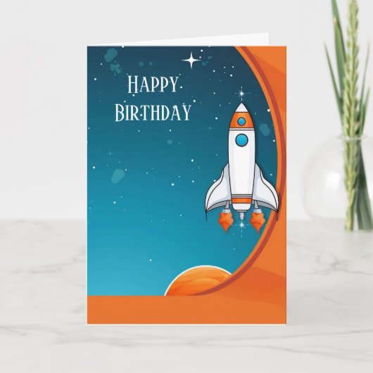 モダン宇宙シャトル折り畳みグリーティングカード 案内状 (正面)