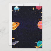 モダン宇宙ツインズ男の子の誕生日パーティーの招待 招待状 (裏面)