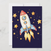 モダン宇宙ロケット宇宙船 男の子の誕生日パーティー 招待状 (裏面)