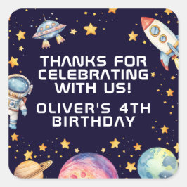モダン宇宙ロケット宇宙船 誕生日パーティーファーバー 男の子 スクエアシール