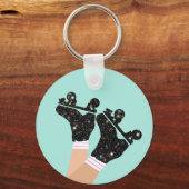 モダン宇宙ローラースキーツローラスケートで滑るミント キーホルダー (正面)