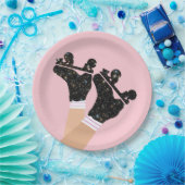 モダン宇宙ローラースケートのダービーピンクパーティー ペーパープレート (パーティー)