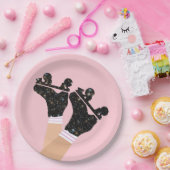 モダン宇宙ローラースケートのダービーピンクパーティー ペーパープレート (パーティー)