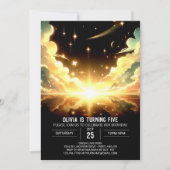 モダン宇宙天体デジタル誕生日 招待状 (正面)