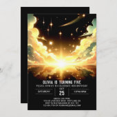 モダン宇宙天体デジタル誕生日 招待状 (正面/裏面)