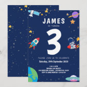 モダン宇宙海軍 少年の誕生日 招待状 (正面/裏面)