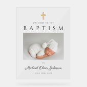 モダン宗教十字写真少年バプテスマ歓迎 アクリルサイン (正面)