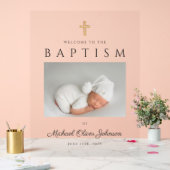 モダン宗教十字写真少年バプテスマ歓迎 アクリルサイン (ウェディング)