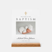 モダン宗教十字写真少年バプテスマ歓迎 アクリルサイン (正面)