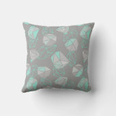 モダン宝石パターングレー&アクア クッション (裏面)