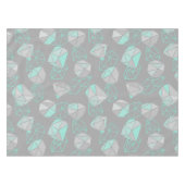 モダン宝石パターングレー&アクア テーブルクロス (正面(横))