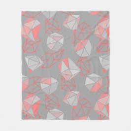 モダン宝石パターングレー&サンゴ フリースブランケット