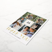 モダン実在イニシャル箔フォトサンキューカード 箔招待状 (回転した状態)