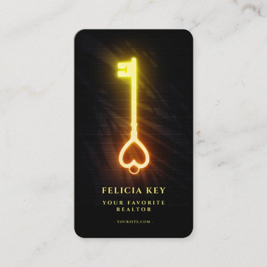 モダン実在エステート不動産仲介業者白熱［赤熱］光を放つラブ鍵 名刺 (正面)