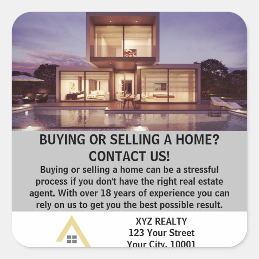 モダン実在エレガント不動産プロモーション スクエアシール (正面)