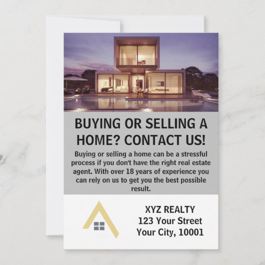 モダン実在エレガント不動産プロモーション 招待状 (正面)