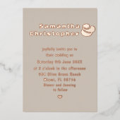 モダン実在バラ金ゴールドベージュ&ダスティーバラ結婚ズ 箔招待状 (正面)