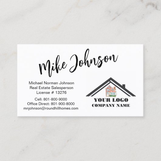 モダン実在不動産プロフェッショナルロゴQRコード 名刺 (正面)