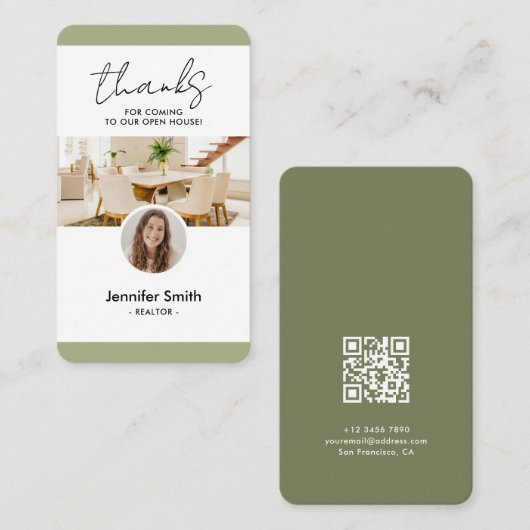 モダン実在不動産マーケティング写真QRコード 名刺 (正面/裏面)