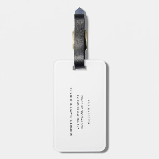 モダン実在不動産代理店白パーソナライズされた色 ラゲッジタグ (裏面縦)