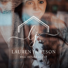 モダン実在不動産仲介業者のロゴ ウィンドウサイン