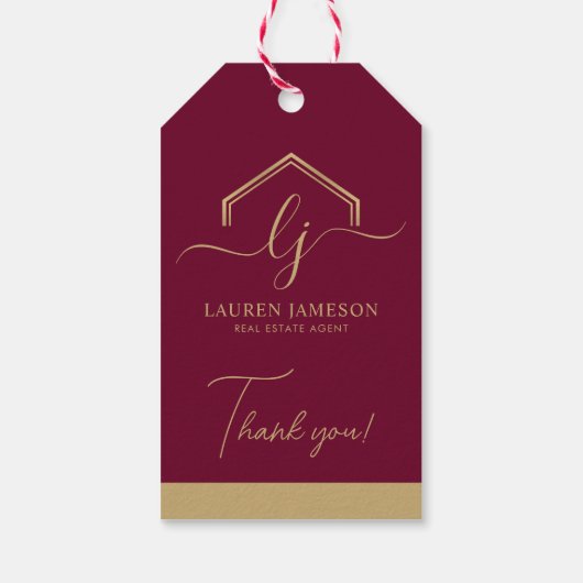 モダン実在不動産仲介業者のロゴ ギフトタグ (裏面)