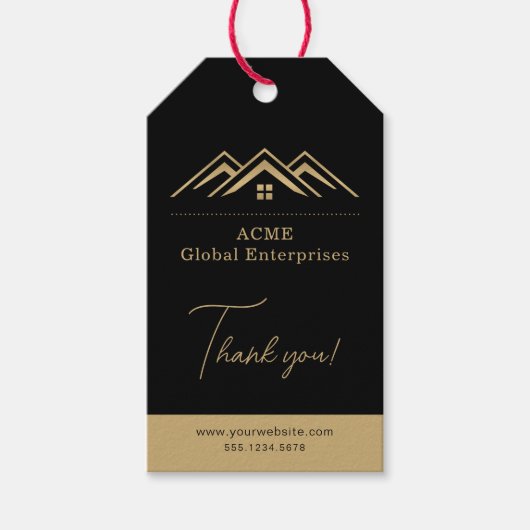 モダン実在不動産仲介業者のロゴ ギフトタグ (正面)