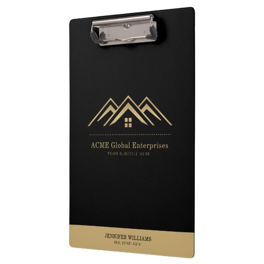 モダン実在不動産仲介業者のロゴ クリップボード (左)