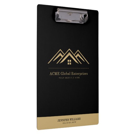 モダン実在不動産仲介業者のロゴ クリップボード (右)