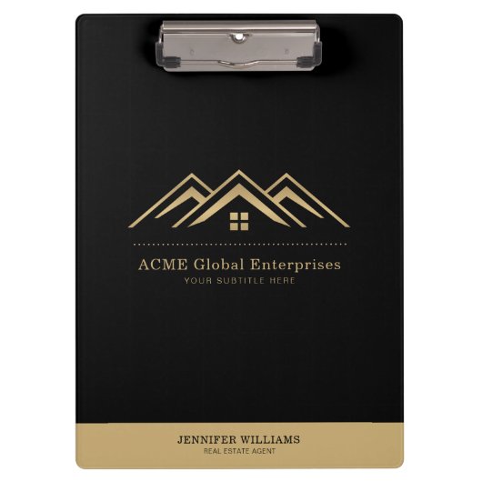 モダン実在不動産仲介業者のロゴ クリップボード (正面)