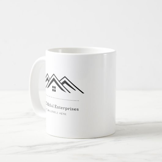 モダン実在不動産仲介業者のロゴ コーヒーマグカップ (正面左)