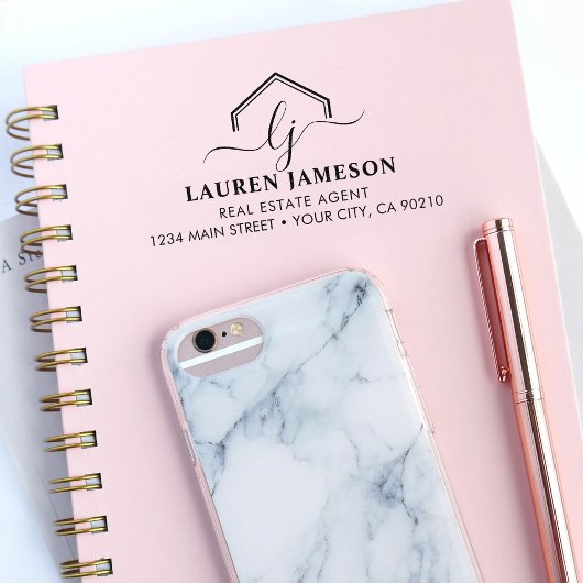 モダン実在不動産仲介業者のロゴ セルフインキングスタンプ