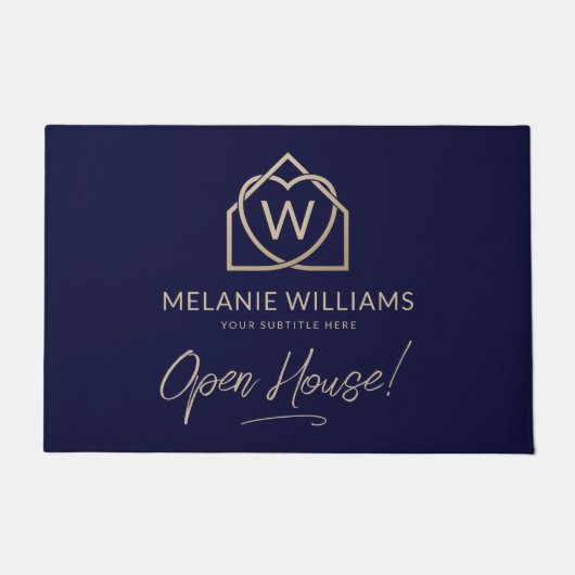 モダン実在不動産仲介業者のロゴ ドアマット (正面)