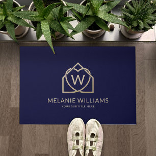 モダン実在不動産仲介業者のロゴ ドアマット