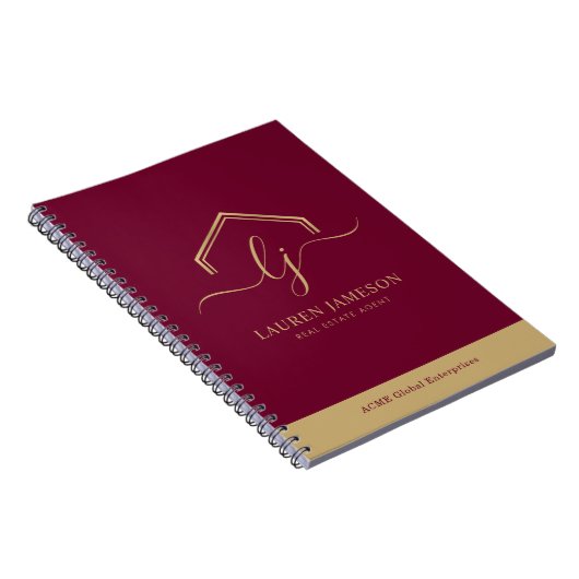 モダン実在不動産仲介業者のロゴ ノートブック (右側)