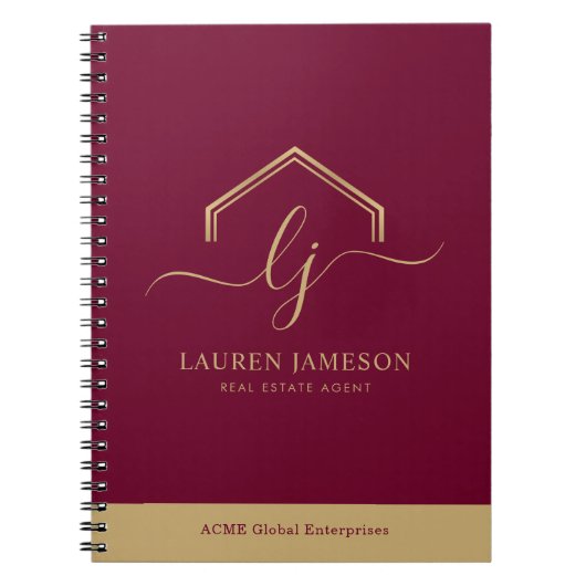 モダン実在不動産仲介業者のロゴ ノートブック (正面)