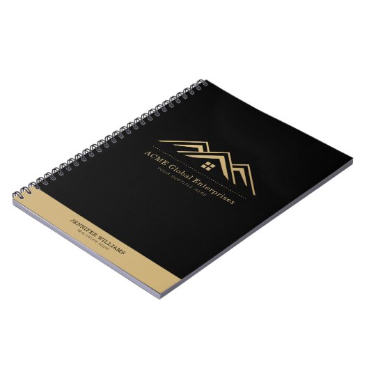 モダン実在不動産仲介業者のロゴ ノートブック (左側)