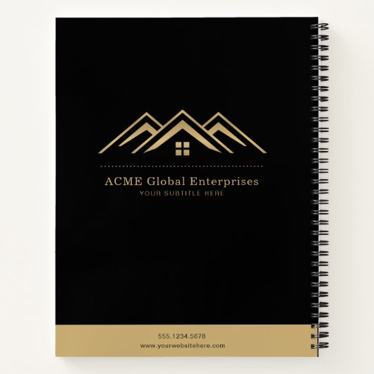 モダン実在不動産仲介業者のロゴ ノートブック (裏面)